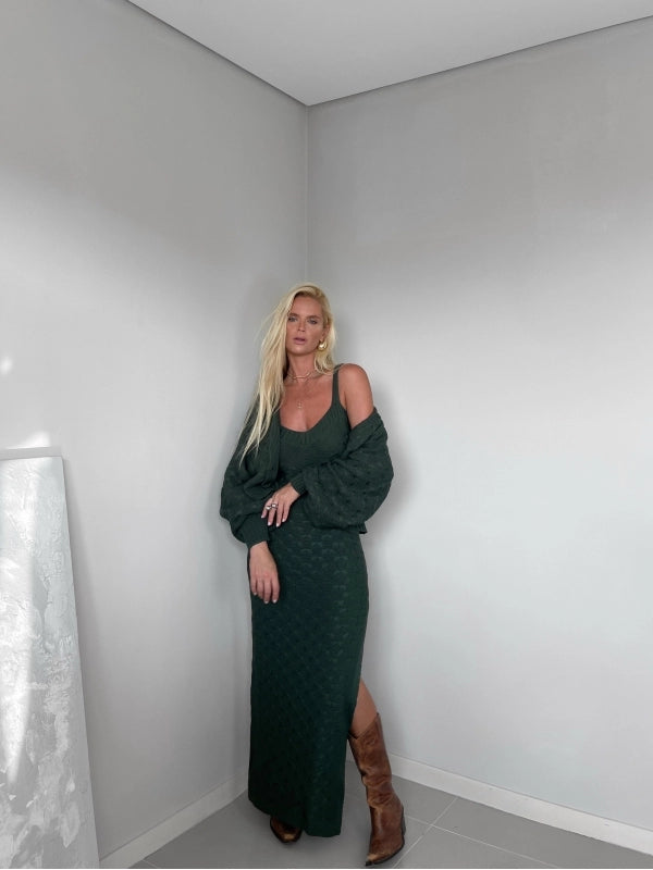 Vestido Tricot Modal + Casaco em Linha Penelope