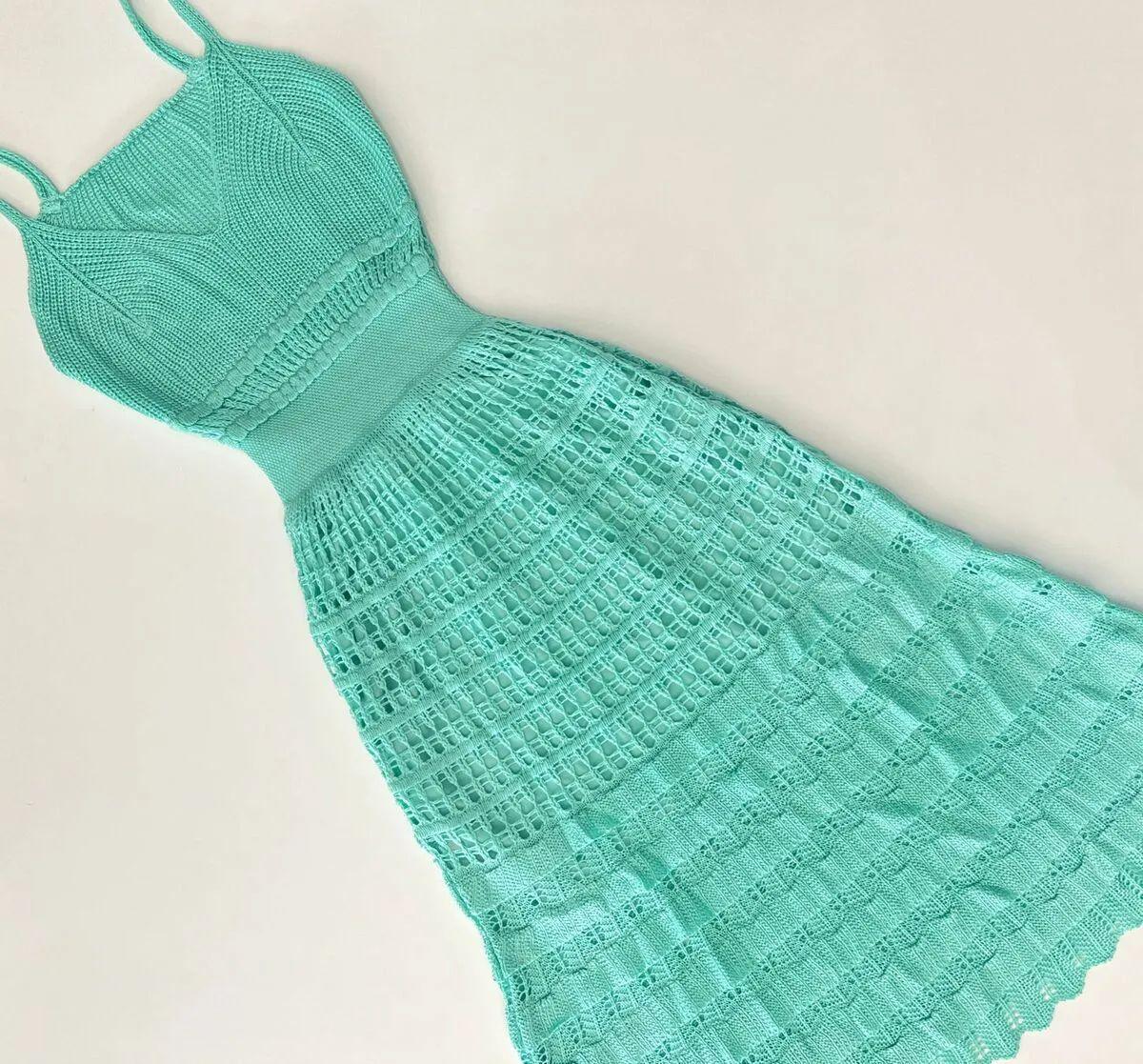 Vestido tricot em fio linha Ivy - Ateliê Tricot