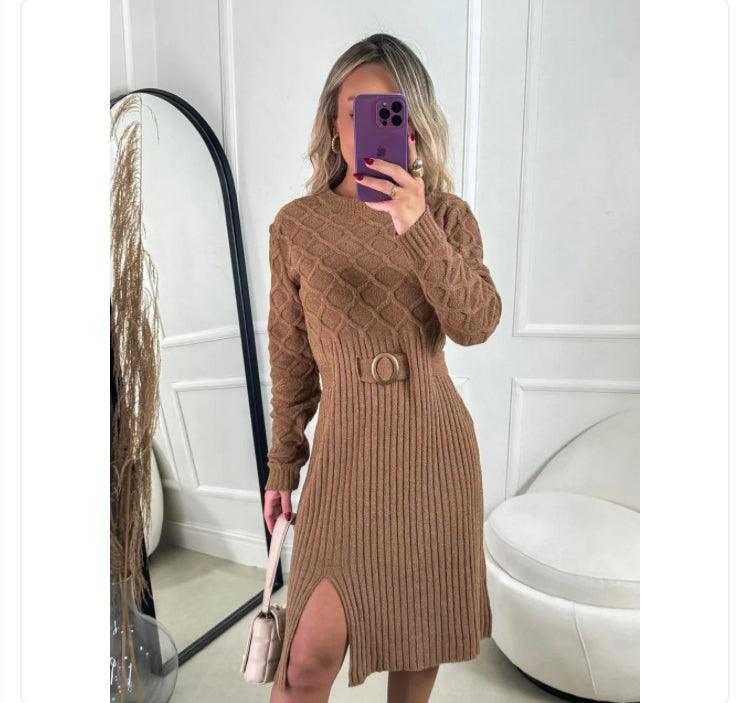 Vestido tricot em fio mousse Cris - Ateliê Tricot