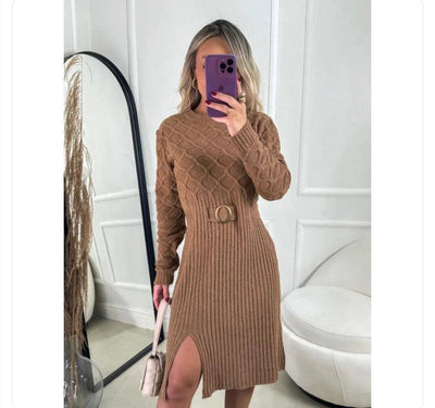 Vestido tricot em fio mousse Cris - Ateliê Tricot