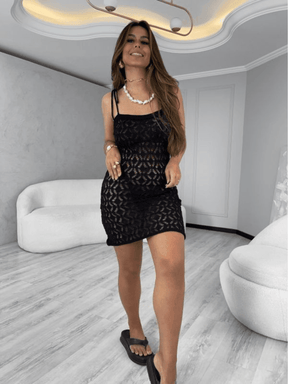 Saída de praia Tricot Milene Preto - Ateliê Tricot