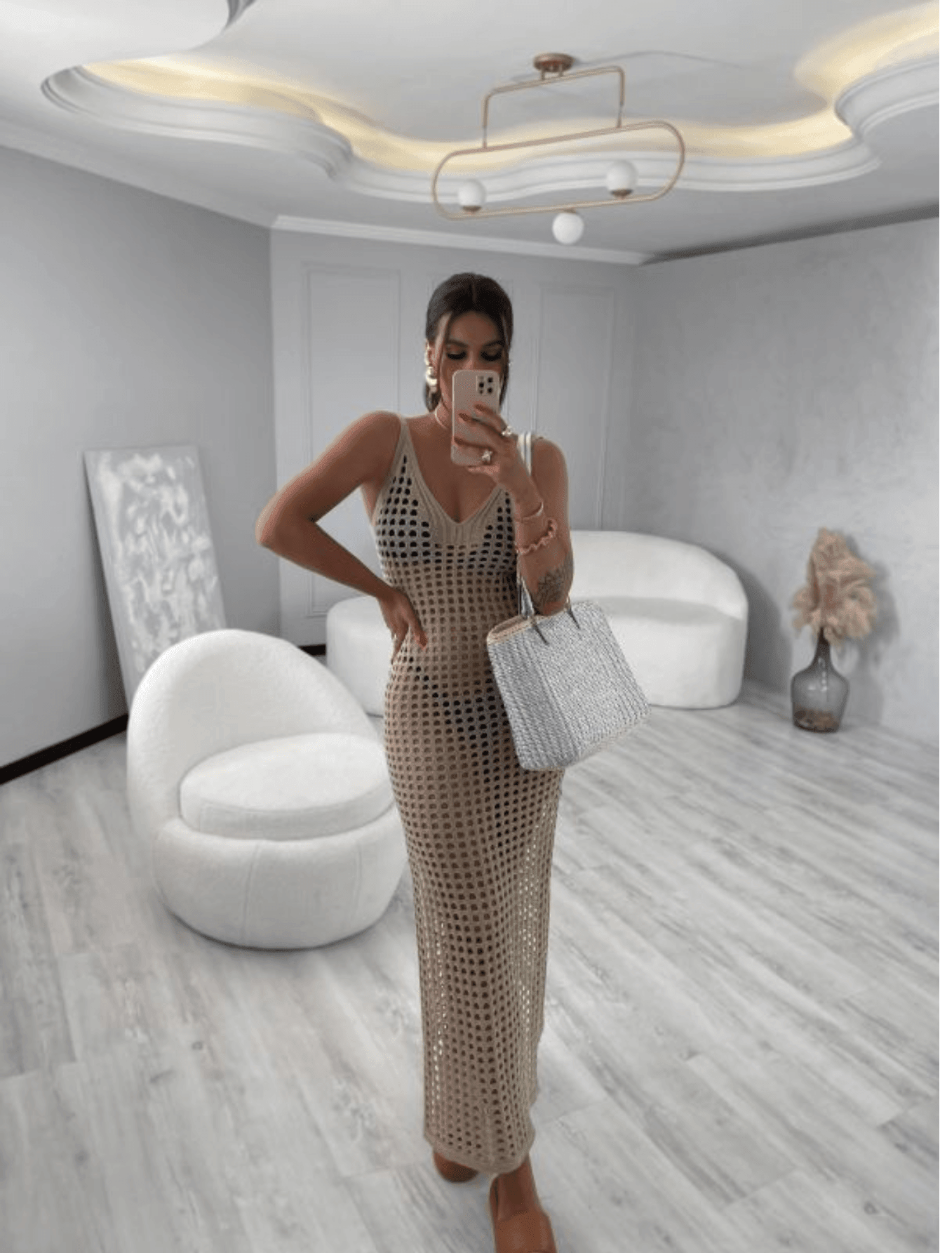 Saída de Praia Tricot Yasmin Bege - Ateliê Tricot