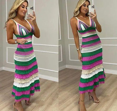 Vestido tricot em fio linha Flávia - Ateliê Tricot