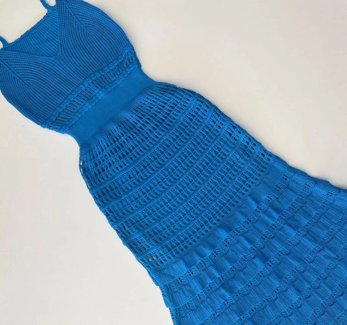 Vestido tricot em fio linha Ivy - Ateliê Tricot