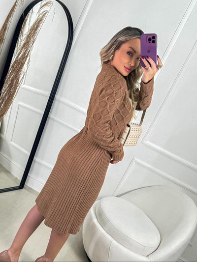 Vestido tricot em fio mousse Cris - Ateliê Tricot