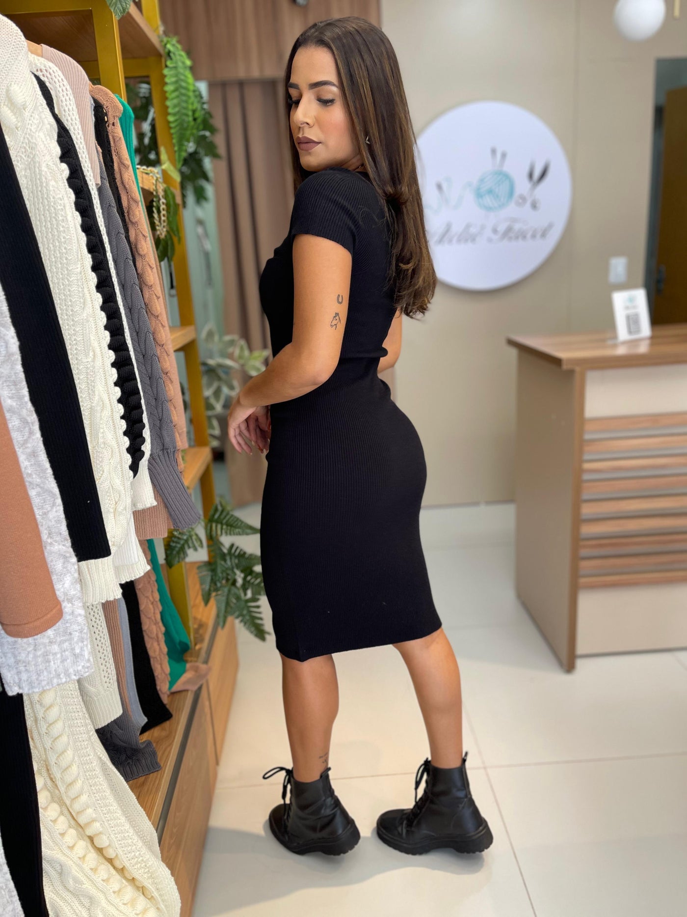 Vestido Katia Concha Manga Curta Modal - Ateliê Tricot