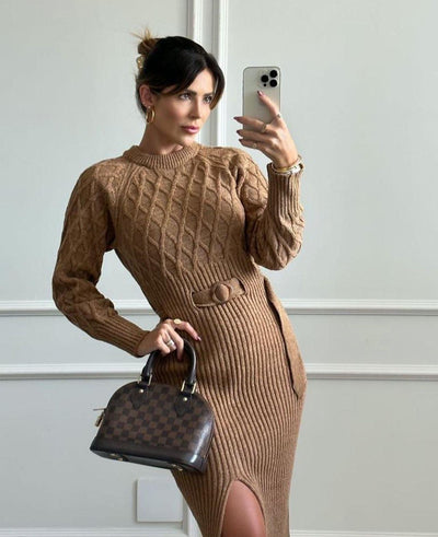 Vestido tricot em fio mousse Cris - Ateliê Tricot