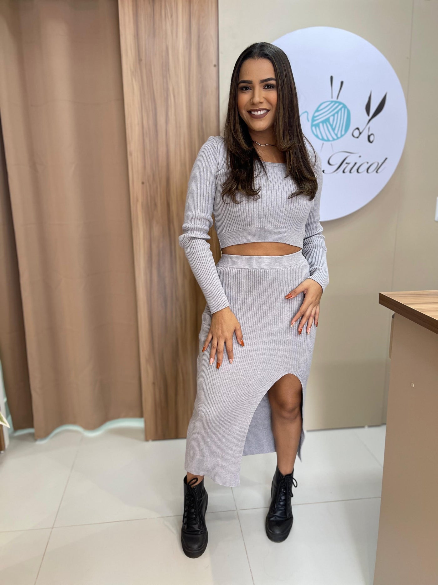 Conjunto tricot em fio modal Alicia - Ateliê Tricot