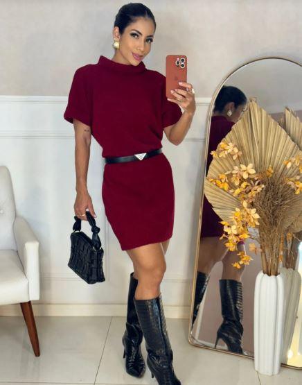 Vestido em fio mousse Kelly - Ateliê Tricot