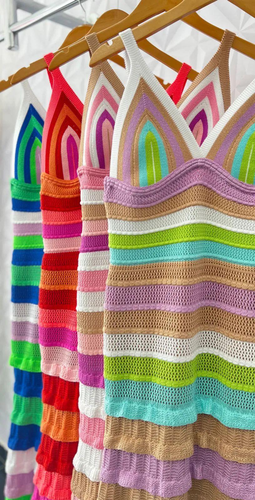 Vestido tricot em fio linha Flávia - Ateliê Tricot