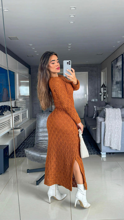 Vestido tricot em fio linha Laura - Ateliê Tricot