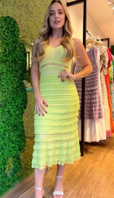 Vestido tricot em fio linha Ivy - Ateliê Tricot