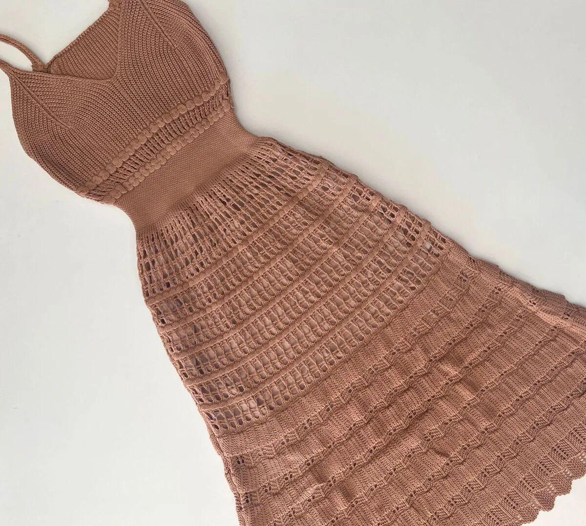 Vestido tricot em fio linha Ivy - Ateliê Tricot