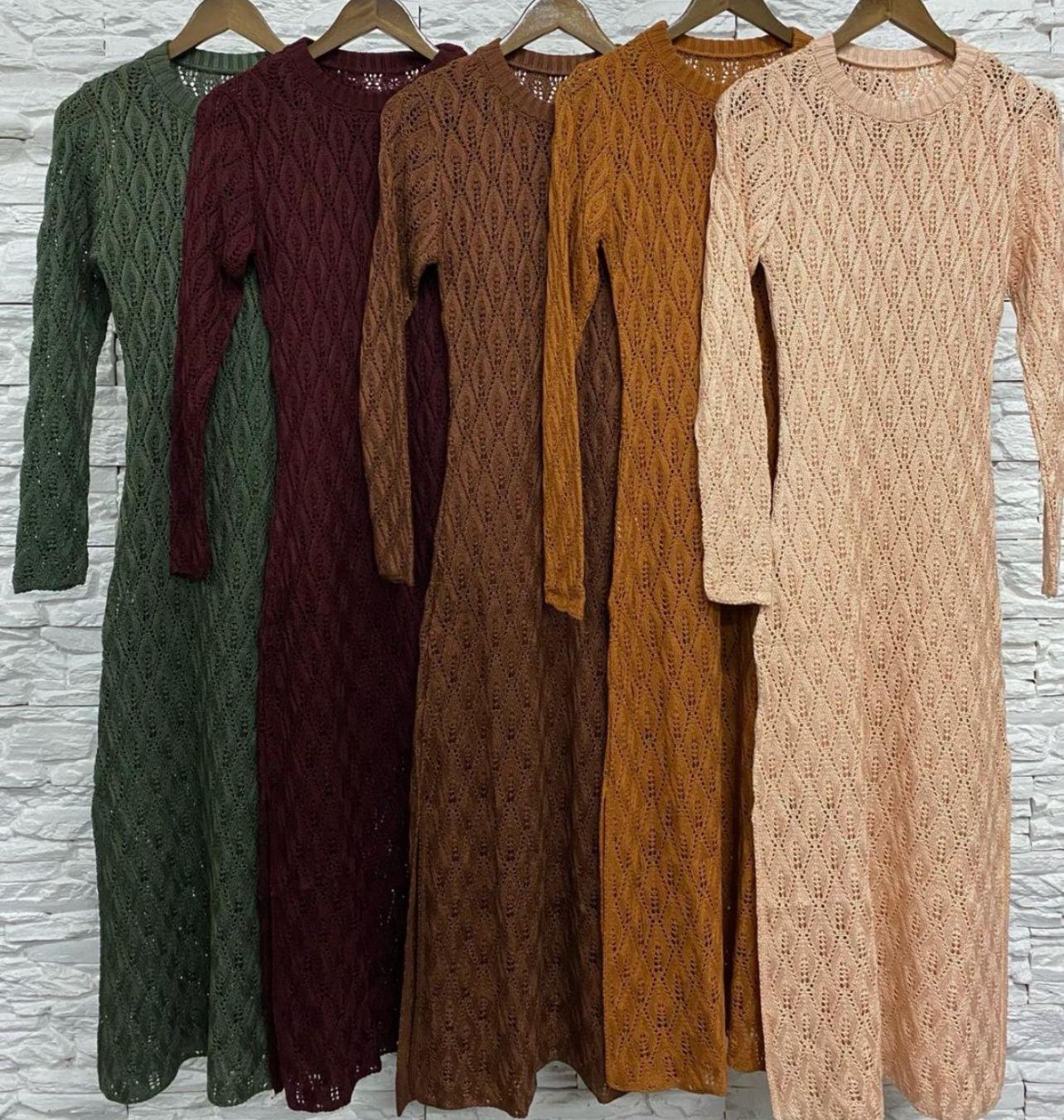 Vestido tricot em fio linha Laura - Ateliê Tricot