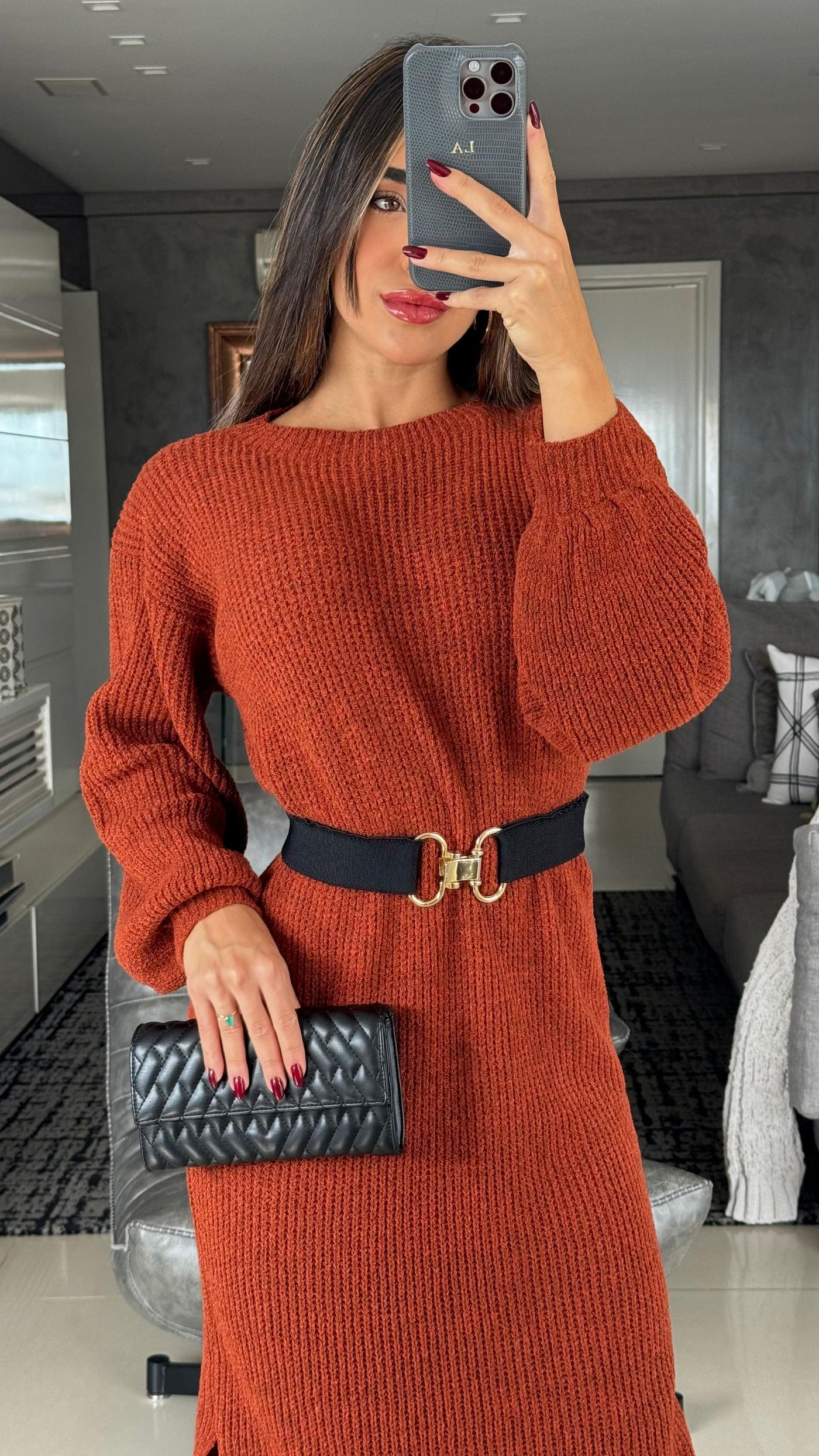 Vestido tricot em fio mousse Gabrielle - Ateliê Tricot