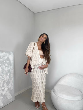 Conjunto Tricot Relevo Anelise Off White
