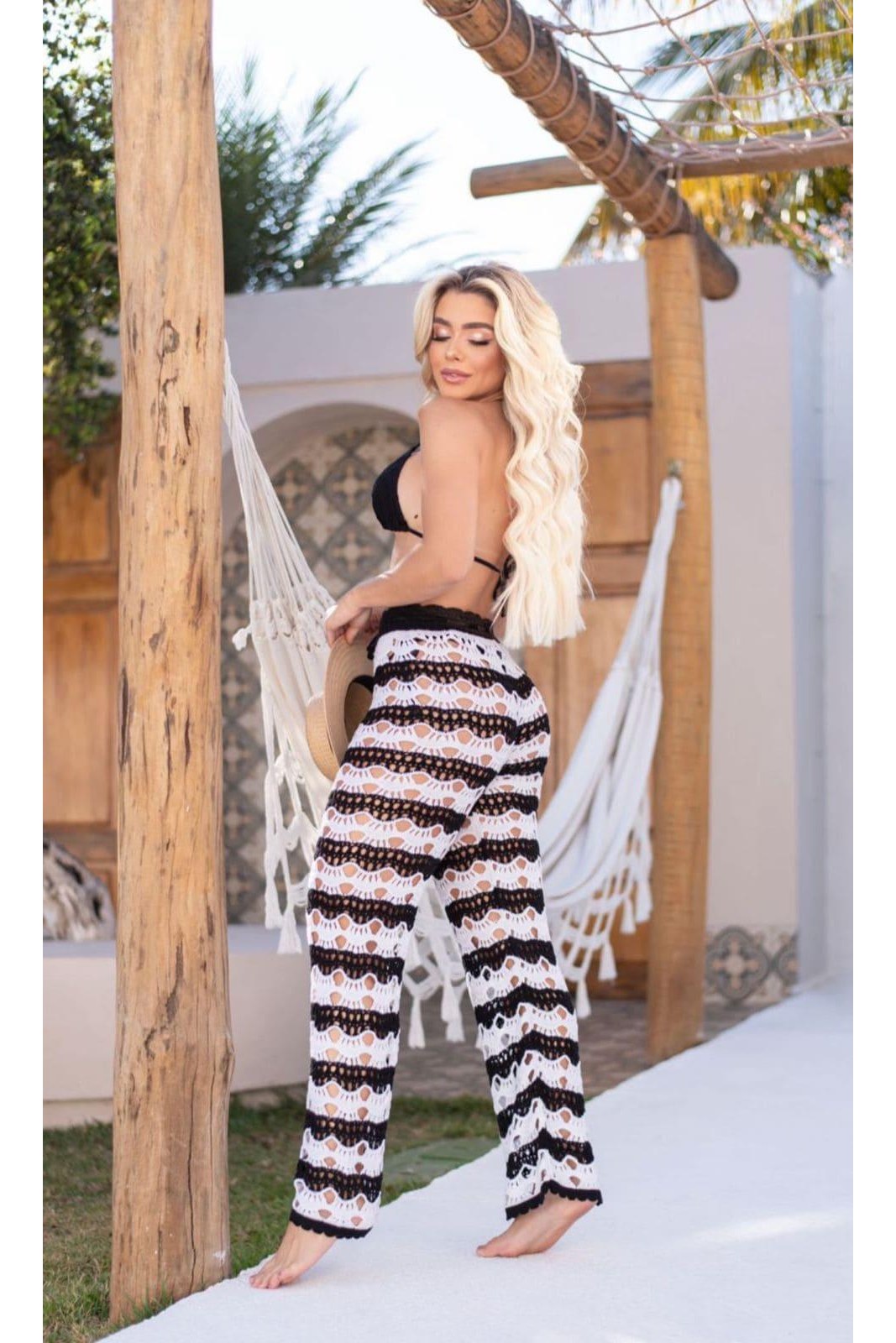 Calça tricot em fio linha Maldivas - Ateliê Tricot