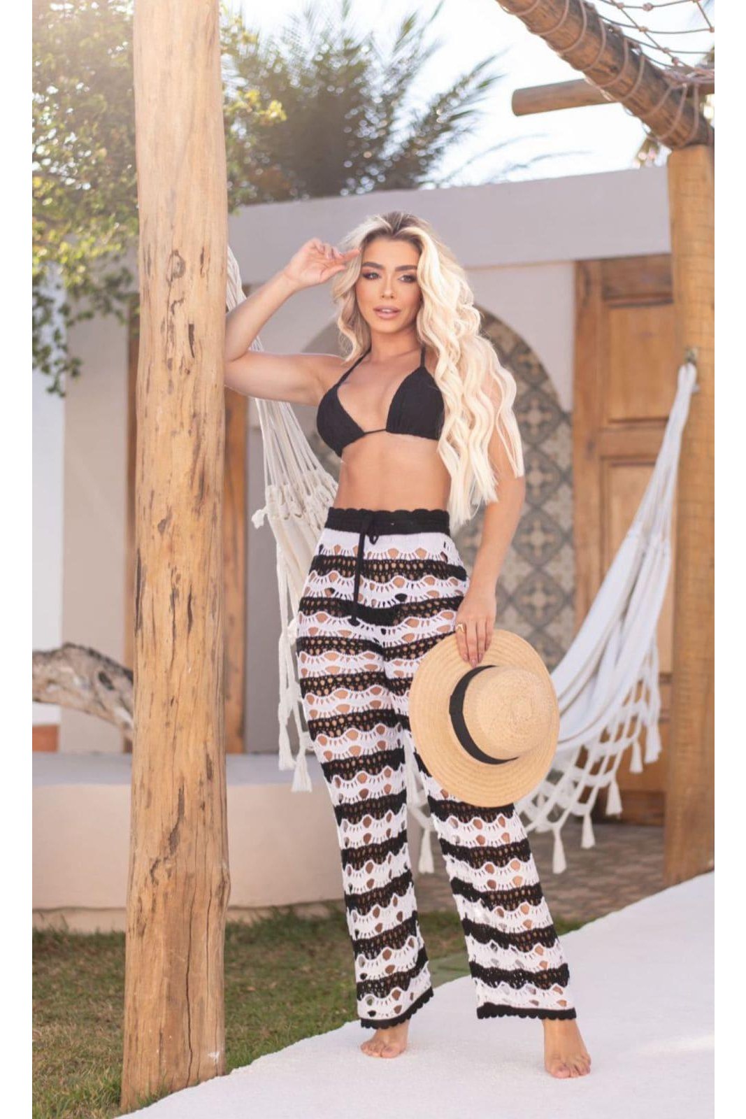 Calça tricot em fio linha Maldivas - Ateliê Tricot