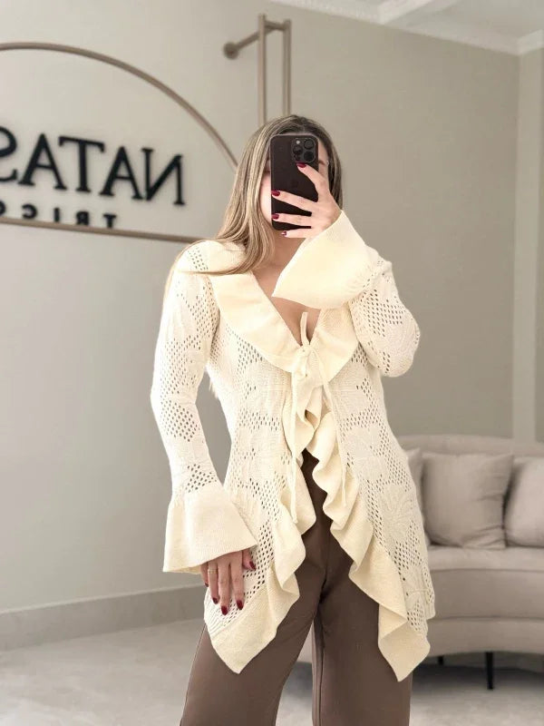 Casaco Rendado em Tricot Micaelle