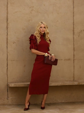 Conjunto Tricot Modal Babados Janine Vermelho