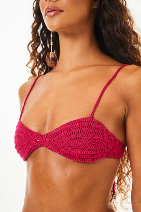 Conjunto Biquíni Crochê Micaela Pink