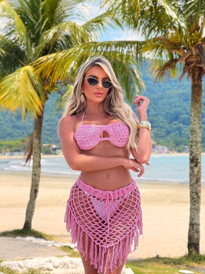 Conjunto Crochê Céu Tropical Pink - Ateliê Tricot