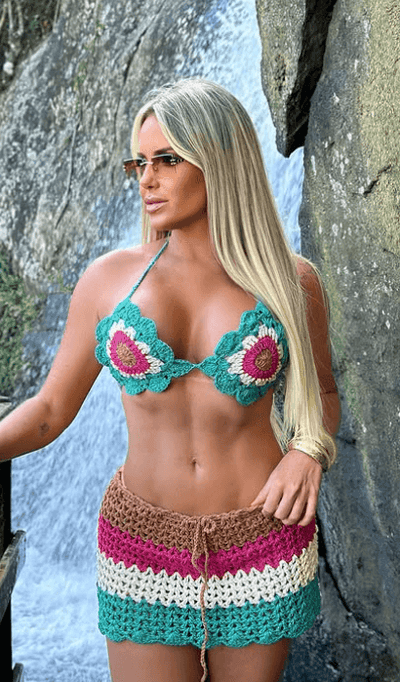 Conjunto Crochê Color Bloom Laranja - Ateliê Tricot