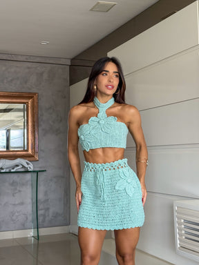 Conjunto Crochê Top + Saia Melissa