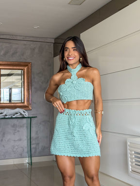 Conjunto Crochê Top + Saia Melissa