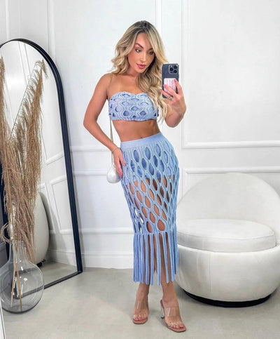 Conjunto Saída de Praia Tricot fio Rayon Vanessa - Ateliê Tricot