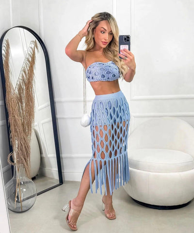 Conjunto Saída de Praia Tricot fio Rayon Vanessa - Ateliê Tricot