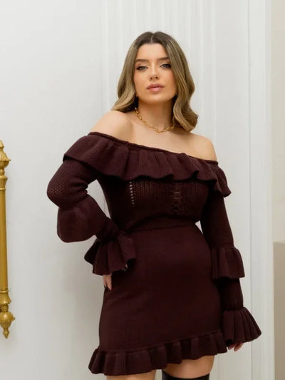 Conjunto Tricot Modal Babados Saia + Cropped Mirelle Azul Bebê