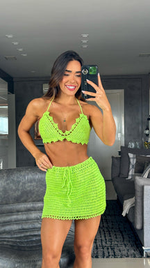 Conjunto tricot chochê saia fechada Millena - Ateliê Tricot