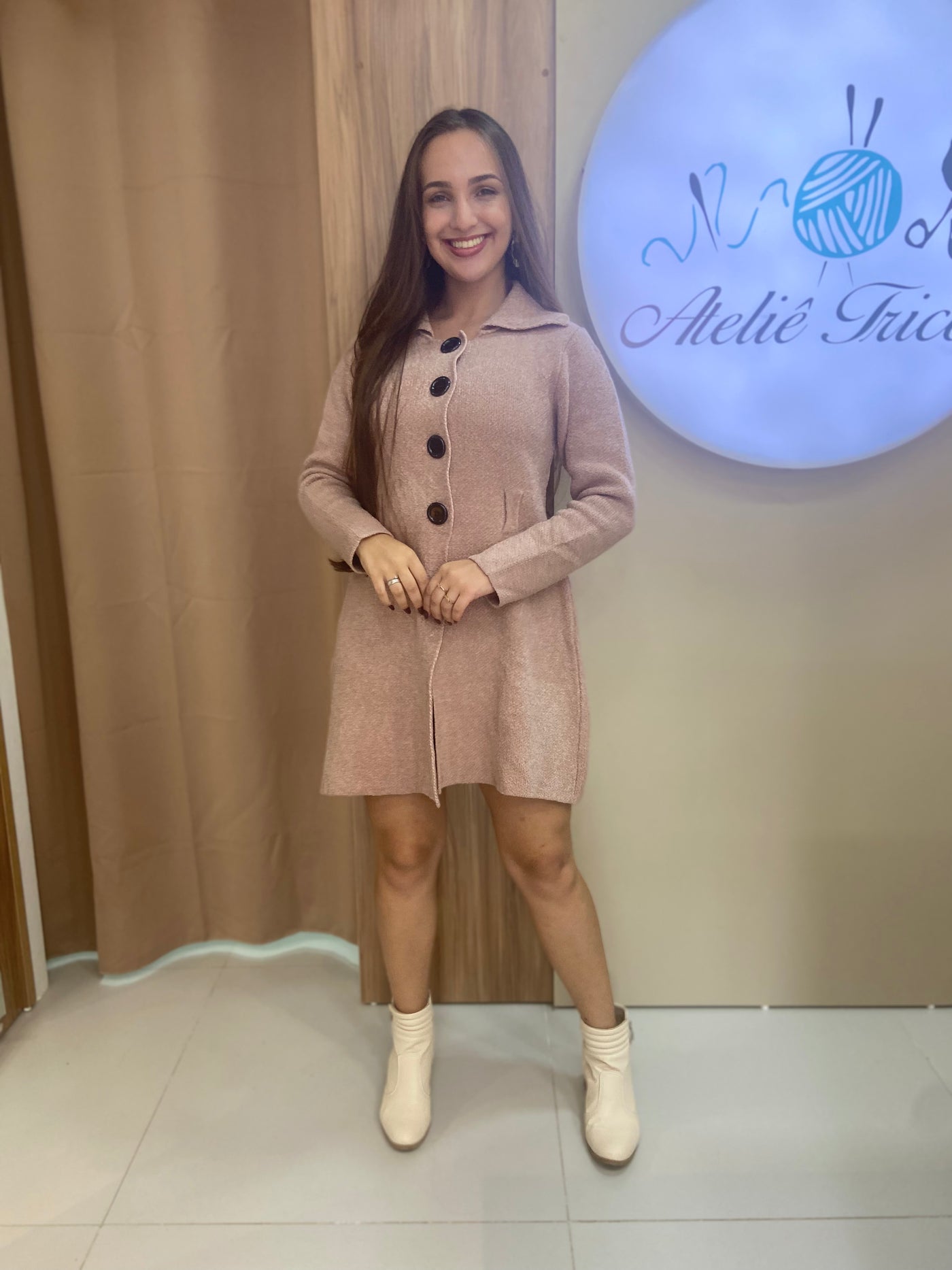 Sobretudo em fio mousse Kiara - Ateliê Tricot