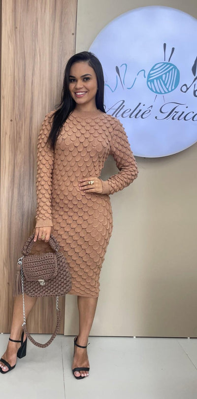 Vestido Midi Tricot Penelope Escama - Ateliê Tricot