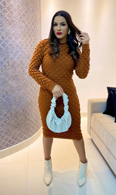Vestido Midi Tricot Penelope Escama - Ateliê Tricot