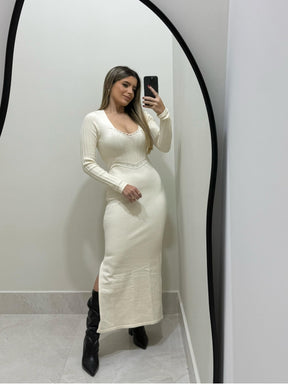 Vestido Tricot Modal Bia Off White