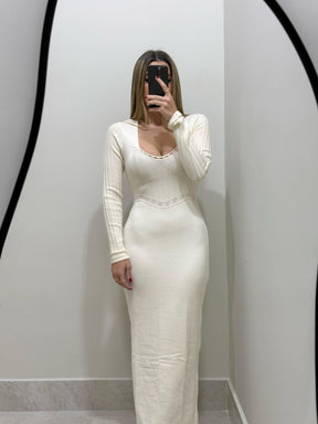 Vestido Tricot Modal Bia Off White