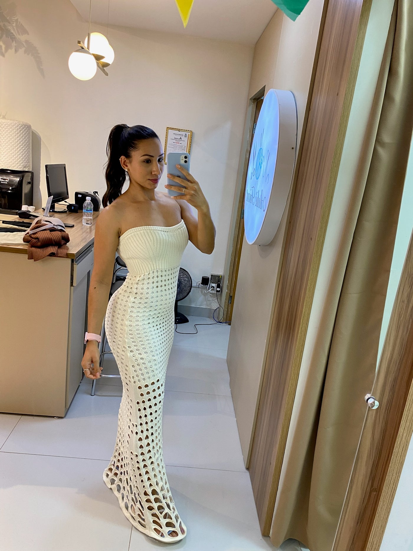 Vestido Tricot Modal Monique Off White