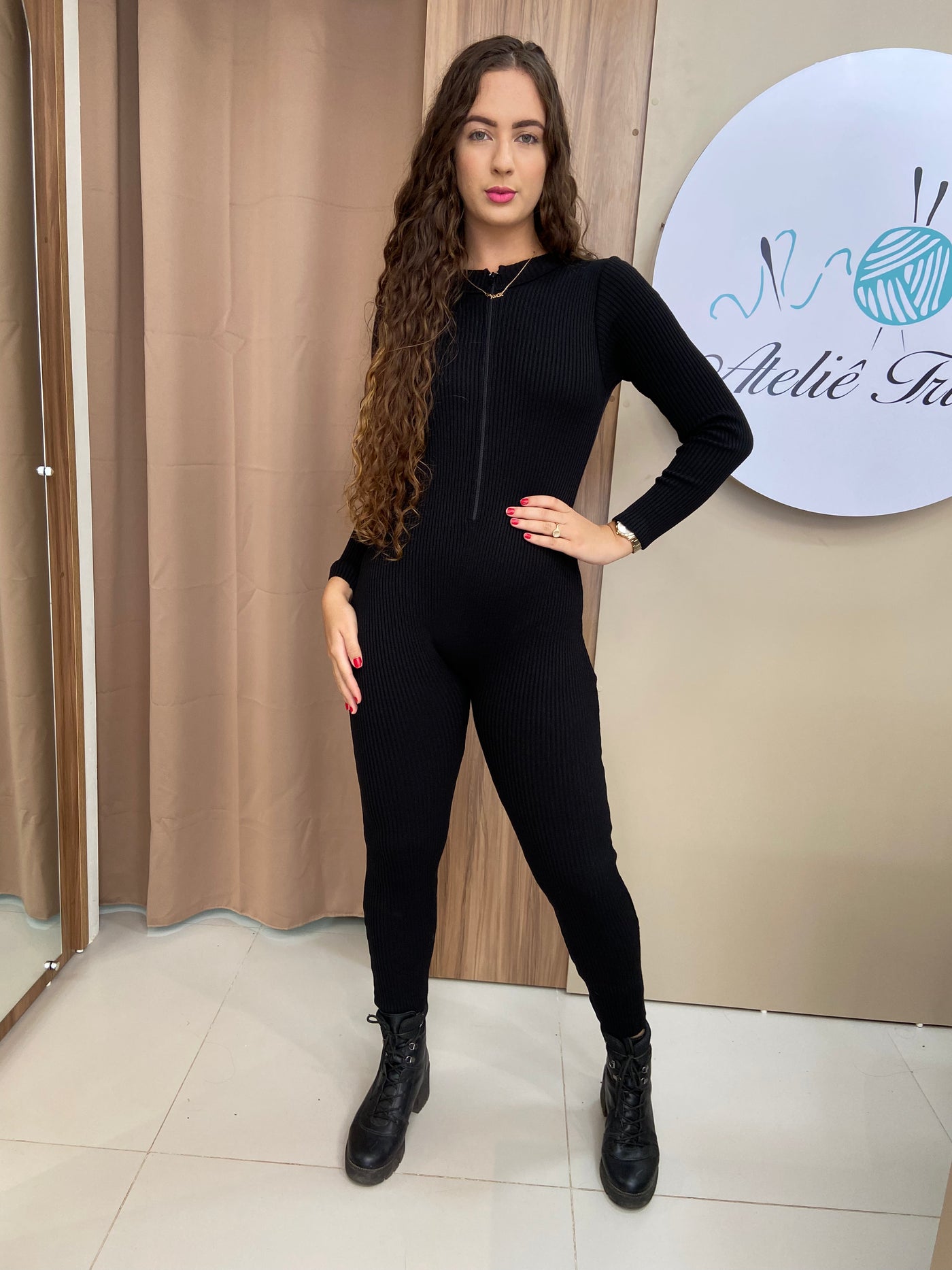 Macacão tricot em fio modal Paula - Ateliê Tricot