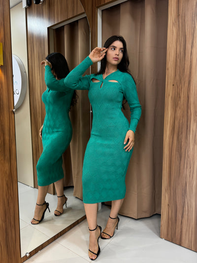 Vestido tricot em fio modal Pauline - Ateliê Tricot