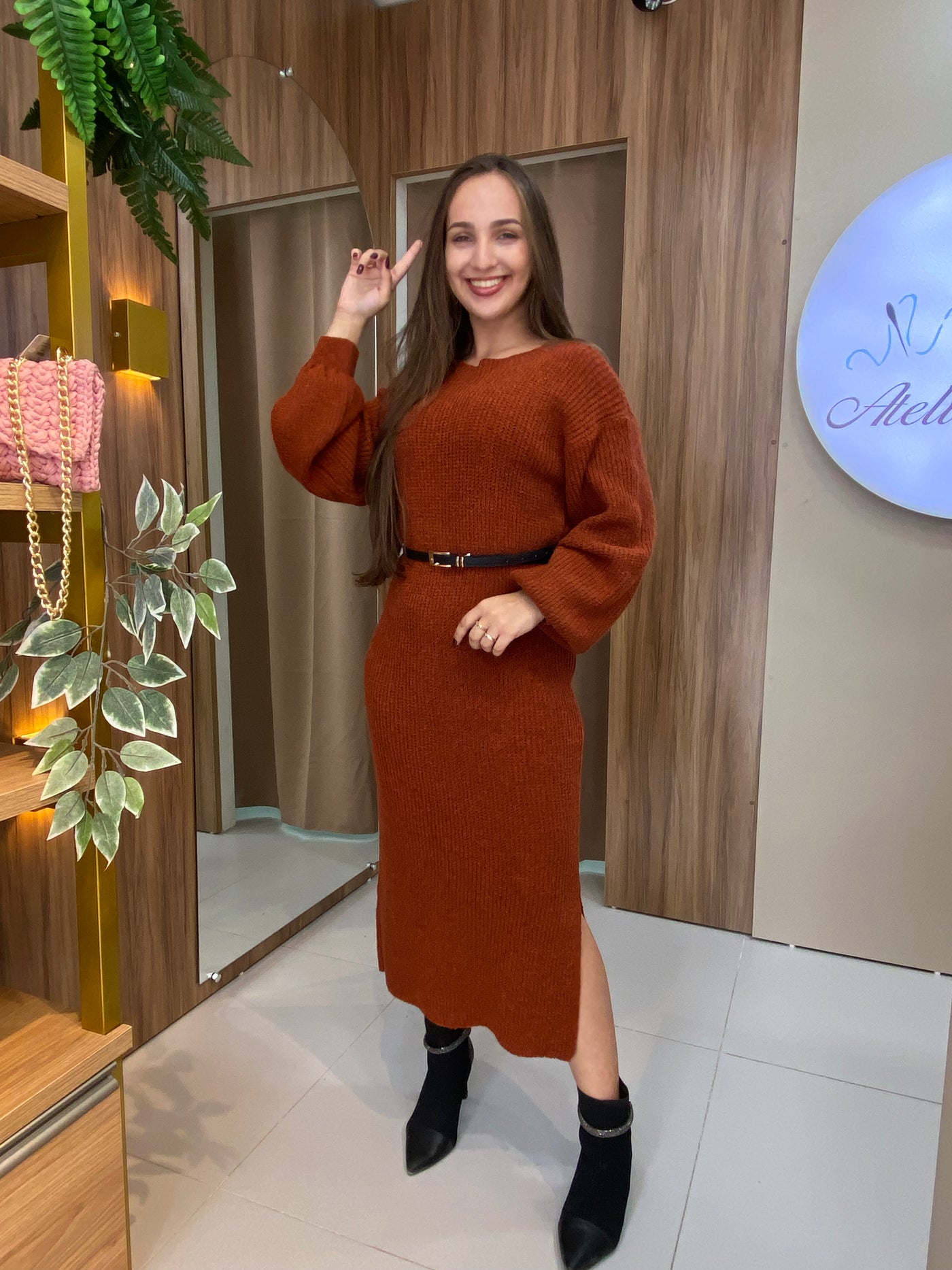 Vestido tricot em fio mousse Gabrielle - Ateliê Tricot