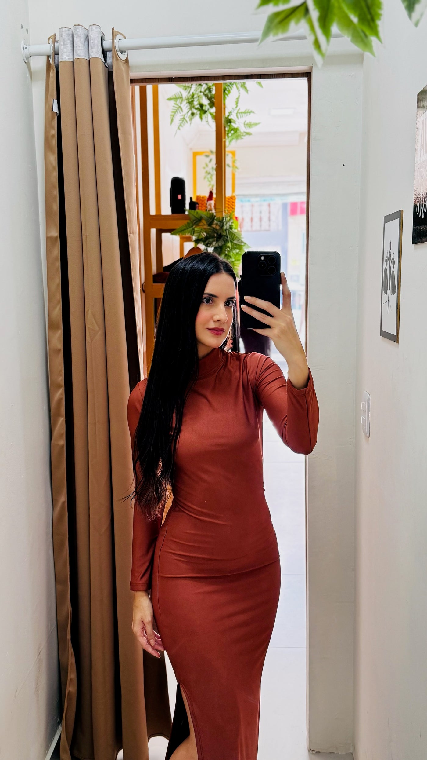 Vestido Longo Tubinho em Suplex Marrom