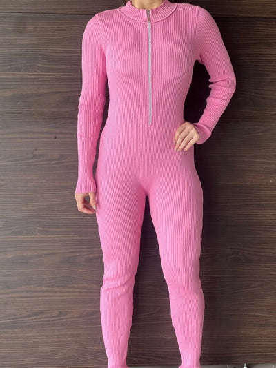 Macacão Tricot em Fio Modal com Zíper Patrícia Telha