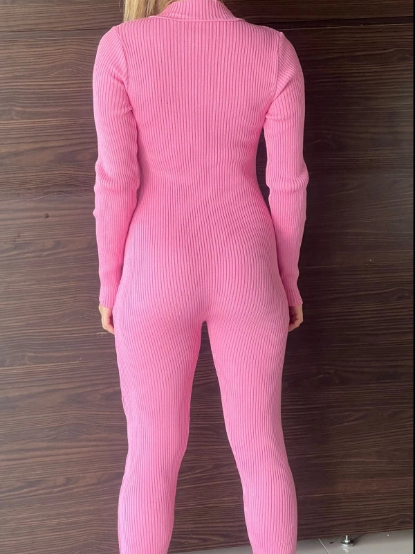 Macacão Tricot em Fio Modal com Zíper Patrícia Telha