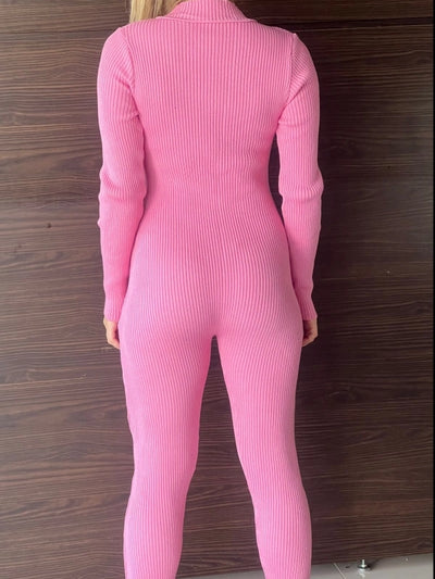 Macacão Tricot em Fio Modal com Zíper Patrícia Telha