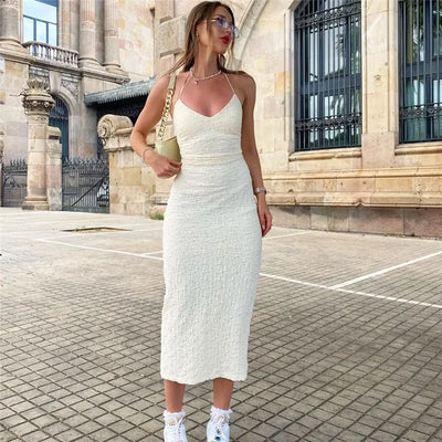 Backless knitted tube dress