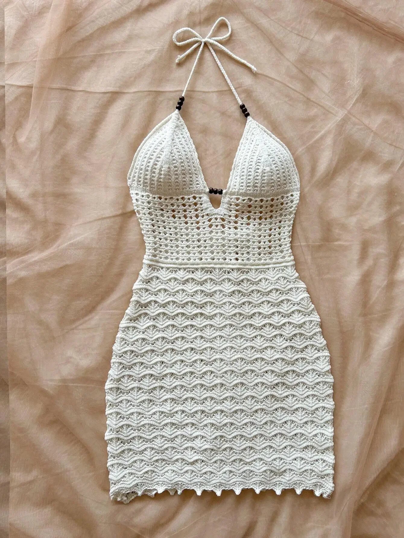 Short Knit Dress with V-neckline