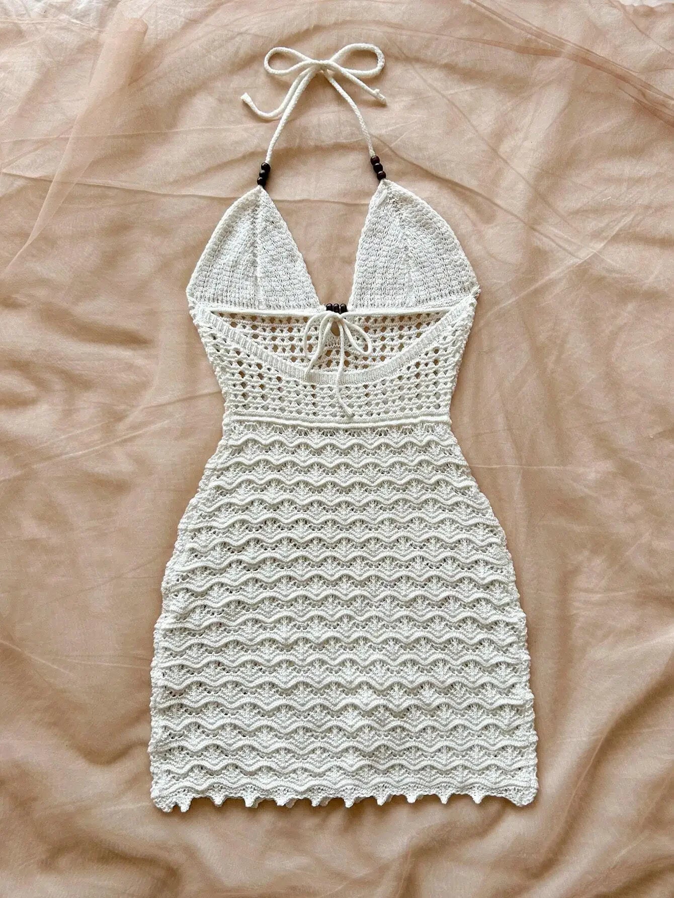 Short Knit Dress with V-neckline