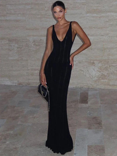 Knit Dress  V Neck Slim Sleeveless